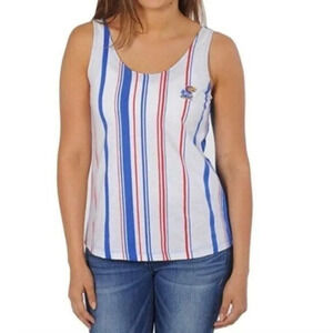 NCAA University of Kansas Jayhawks Vintage Retro Look Striped Spirit Tank Top S